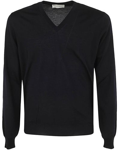 FILIPPO DE LAURENTIIS Royal Merino Long Sleeves V Neck Sweater - Black
