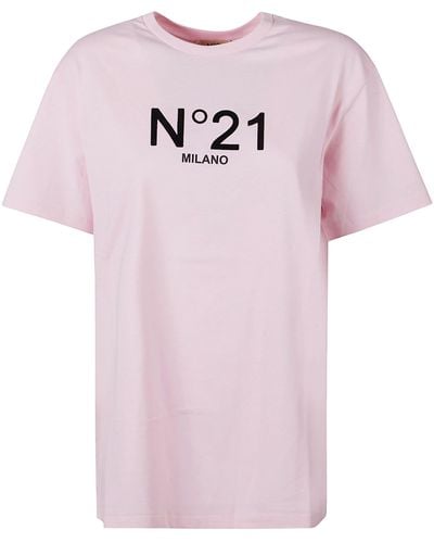 Nº21 Kids logo-print round-neck T-shirt - White