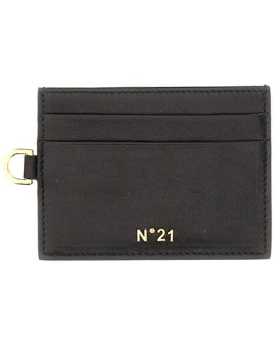 N°21 Card Holder With Logo - Gray