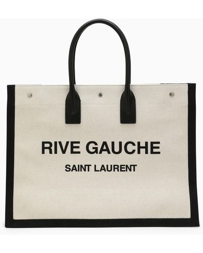 Saint Laurent Rive Gauche Greggio\/black Tote Bag - Natural