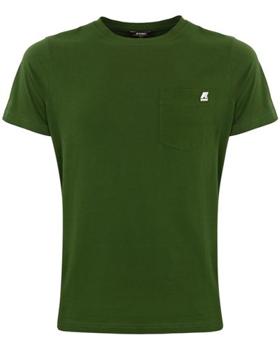 K-Way T-Shirt With Rubber Logo - Green