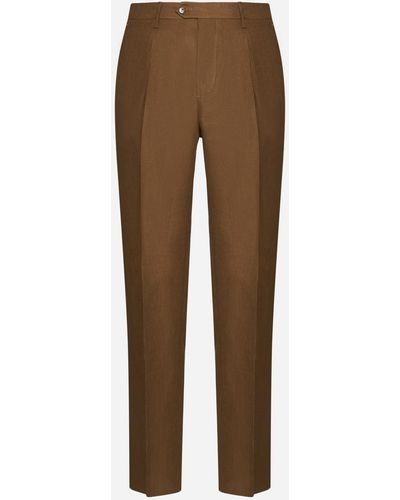 Etro Linen Trousers - Brown