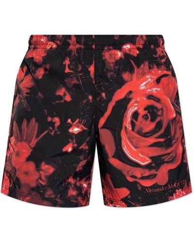 Alexander McQueen All-Over Printed Swim Shorts - Red