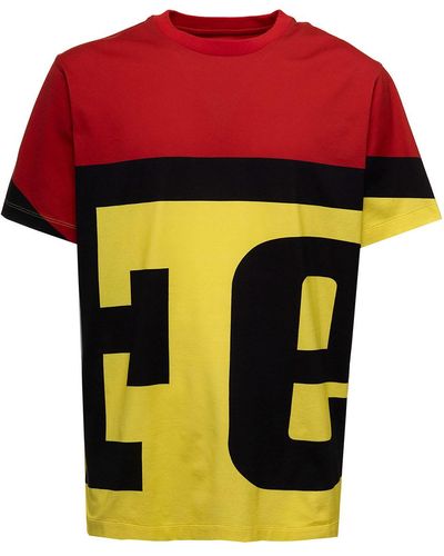Ferrari Mans Red And Cotton T-shirt With Logo - Yellow