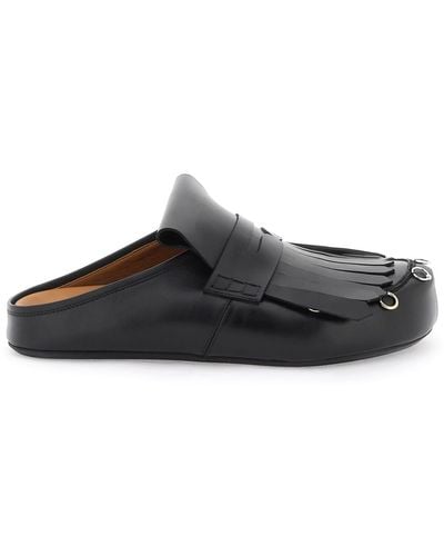 Marni Leather Clogs With Bangs And Piercings - Black