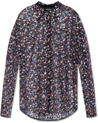 DSquared² Sequinned Sheer Shirt, - Multicolor
