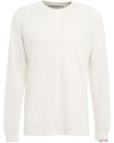 Golden Goose Logo Embroidered Button-Detailed T-Shirt - White