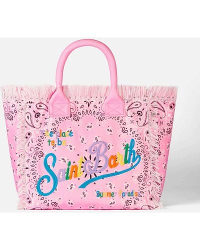 Mc2 Saint Barth Vanity Canvas Shoulder Bag With Bandanna Print - Pink