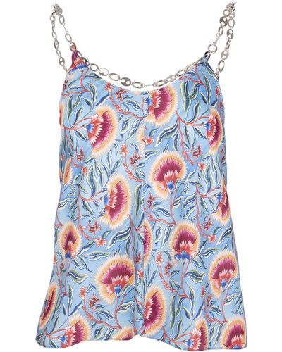 Rabanne Blue Floral Top With Jewel Straps