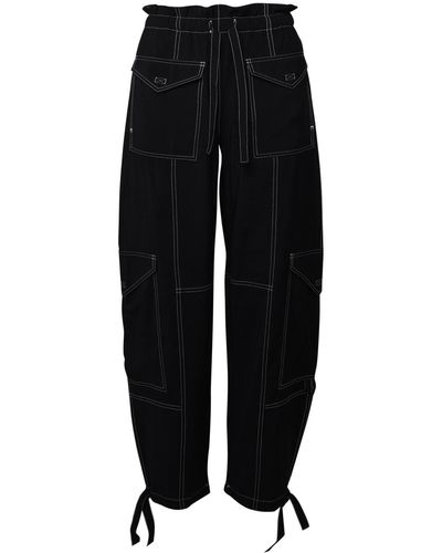 Ganni Paperbag-waist Cargo Pants - Black