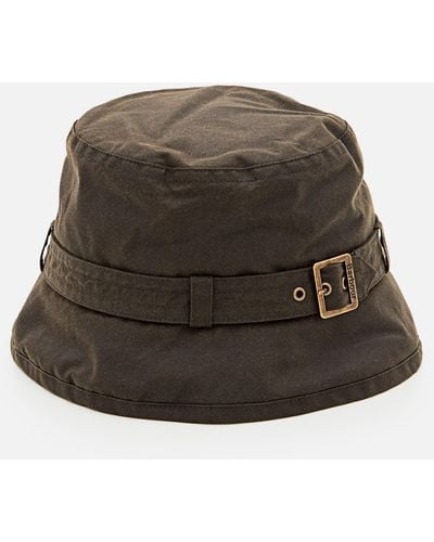 Barbour Kelso Waxed Cotton Belted Bucket Hat - Brown
