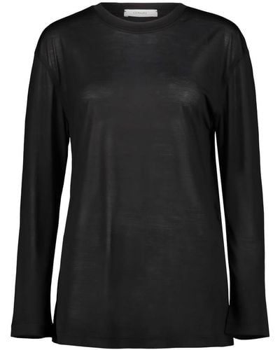 Lemaire Long Sleeve Silk T-Shirt - Black