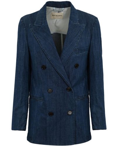 Roy Rogers Double-breasted Denim Jacket - Blue