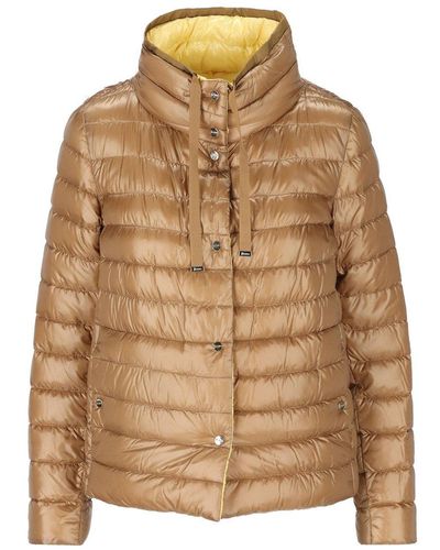 Herno Funnel Neck Reversible Puffer Jacket - Brown