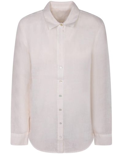 120% Lino Champagne Linen Shirt - White