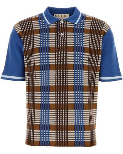Marni Embroidered Cotton Polo Shirt - Blue