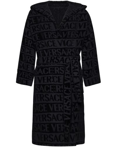 Versace Underwear Black Allover Robe