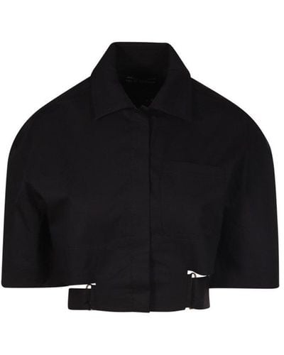 Jacquemus Cut Out Detailed Cropped Shirt - Black