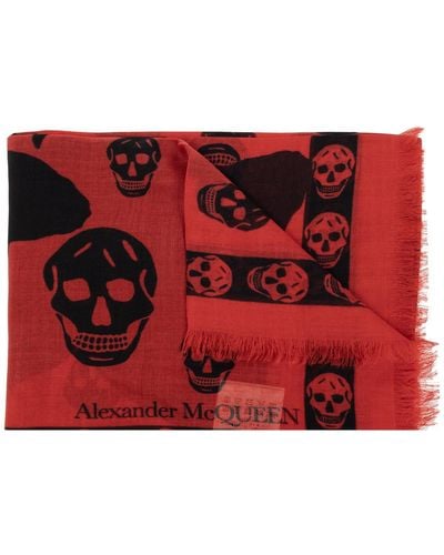 Alexander McQueen Raw-trimmed Scarf - Red