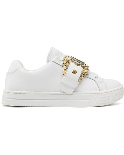 Versace Jeans Couture Logo-buckle Leather Sneakers - White