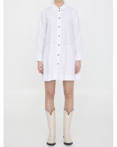 Ganni Mini Shirt Dress - White