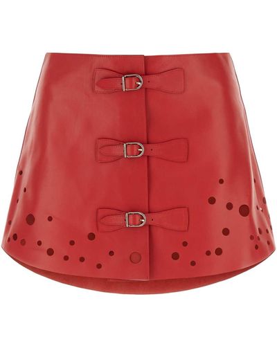 DURAZZI MILANO Leather Mini Skirt - Red