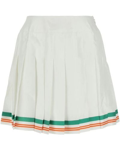 Casablanca Satin Par Avion Mini Skirt - White