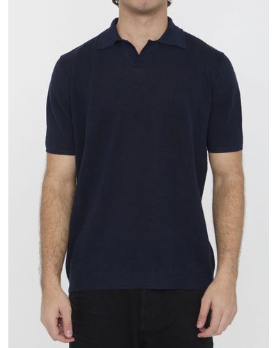 Roberto Collina Linen Polo Shirt - Blue