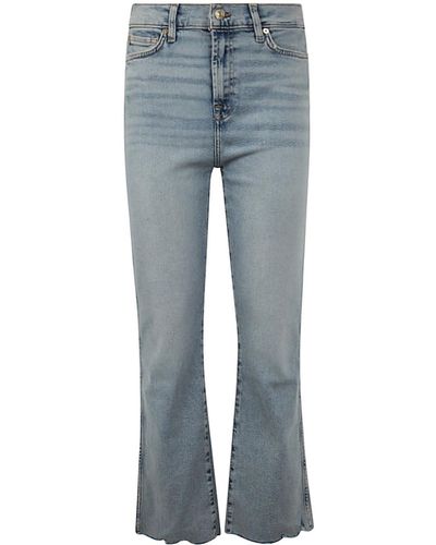 7 For All Mankind Hw Slim Kick Luxe Vintage Sunday With Distressed Hem Clothing - Blue