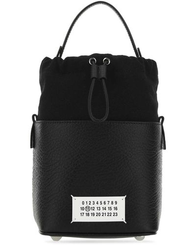 Maison Margiela Leather And Canvas Mini 5Ac Bucket Bag - Black