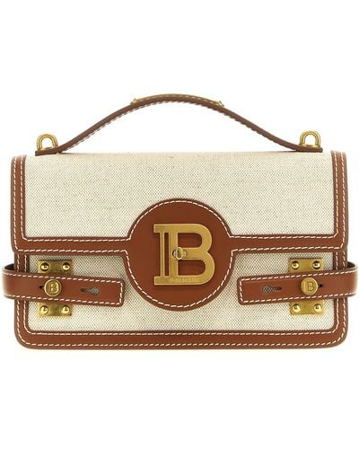 Balmain 'B-Buzz 24' Leather And Fabric Bag - Brown