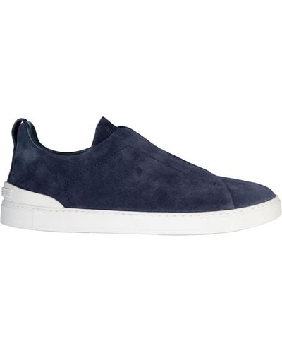 Zegna Triple Stretch Low Top Trainers - Blue