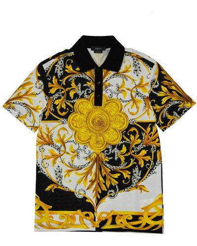Versace Barocco Print Polo Shirt - Yellow