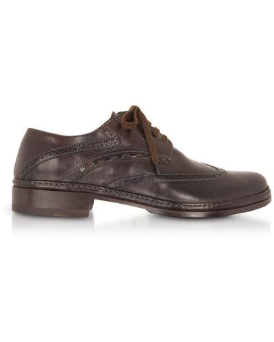 Pakerson Handmade Italian Leather Wingtip Oxford Shoes - Brown
