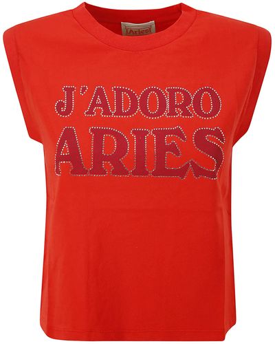 Aries Jadoro Diamante Shrunken Vest - Red