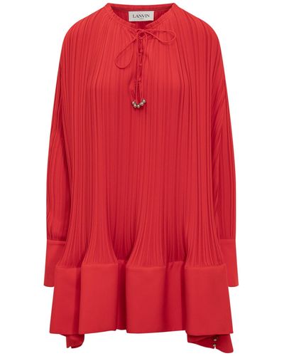 Lanvin Mini Dress With Ruffles - Red