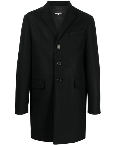 DSquared² Black Virgin Wool Blend Coat
