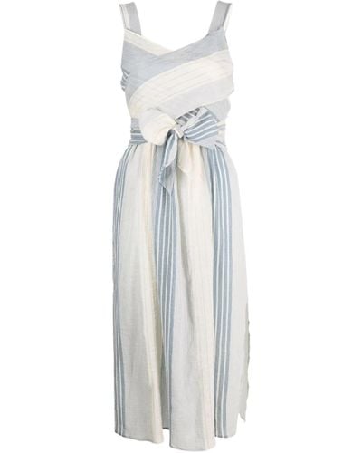 Twin Set Stripes Gause And Lurex Crossed Dress - Blue