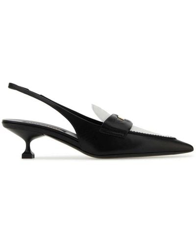 Miu Miu Leather Slingback Pumps - Black