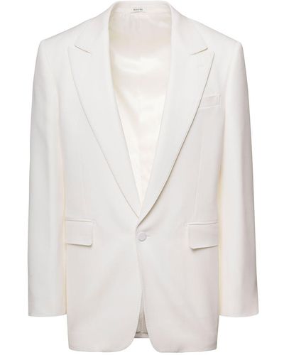 Alexander McQueen Single-Breasted Jacket With Notched Revers In - White