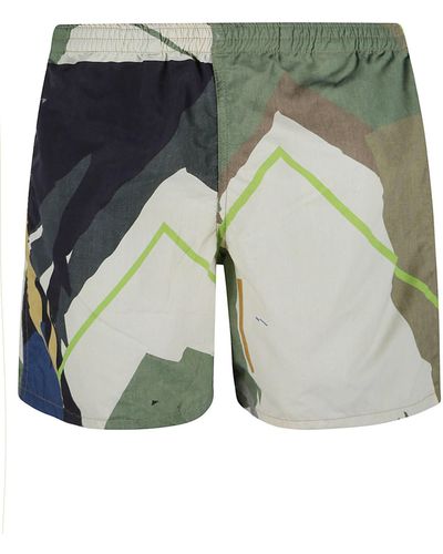 Paura Multi Print Shorts - Green