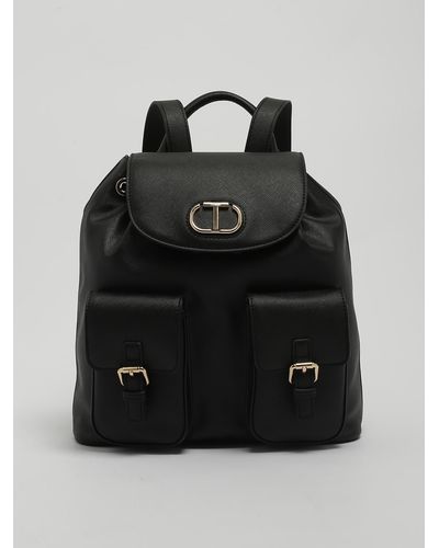 Twin Set Poliuretano Backpack - Black