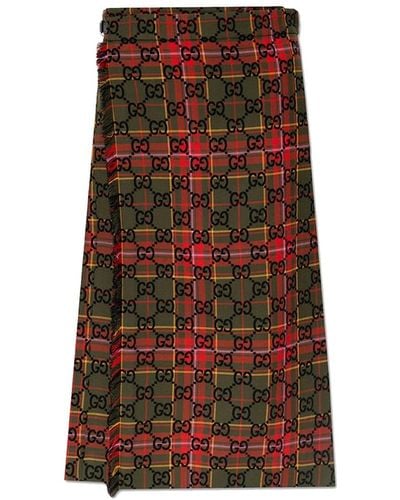 Gucci Gg Wool Skirt - Brown