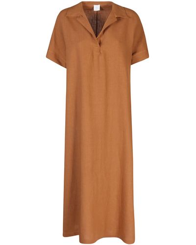 Eleventy Long Linen Dress - Brown