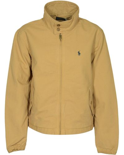Polo Ralph Lauren High-Neck Logo Embroidered Jacket - Yellow