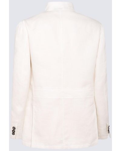 Brioni Leather Casual Jacket - White
