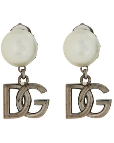 Dolce & Gabbana Logo Earrings - White