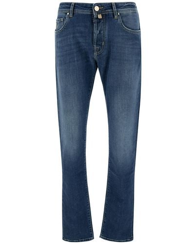 Jacob Cohen Blue Slim Five-pocket Jeans In Cotton Denim Man