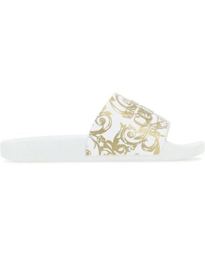 Versace Printed Rubber Slippers - White