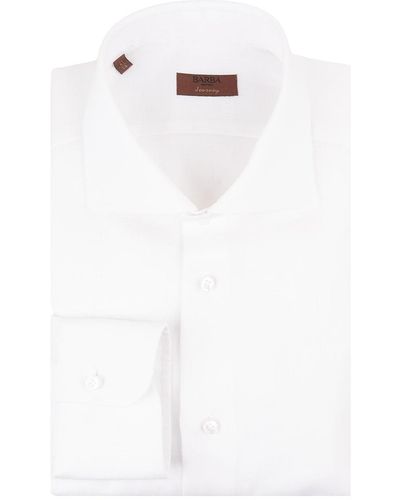 Barba Napoli Linen Slim Fit Shirt - White